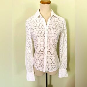 [Renfrew] White 100% Cotton Eyelet Blouse Sz: XS